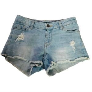 H & M DIVIDED Jean shorts light wash distress sz 2